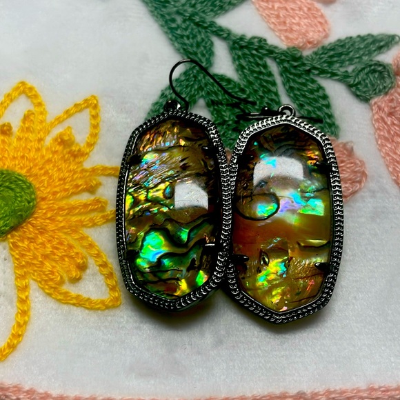Abalone and gunmetal earrings - Picture 1 of 2